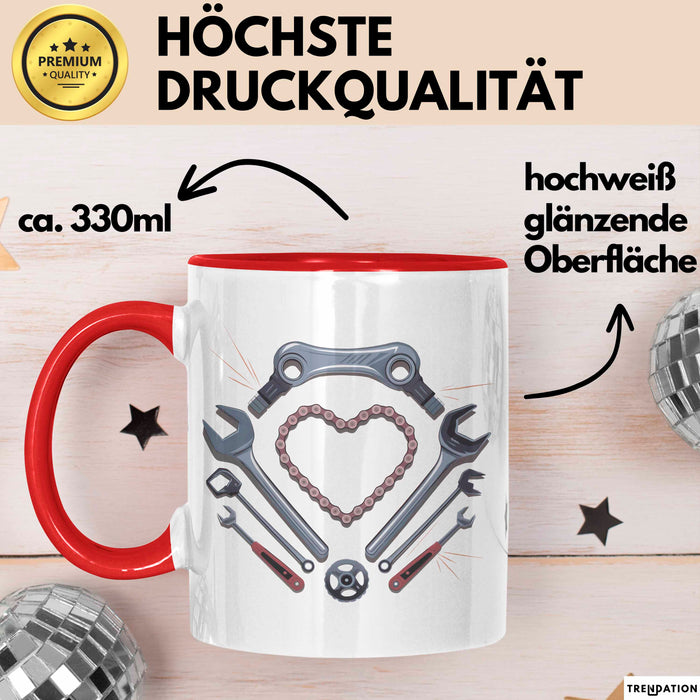 Fahrrad Mechaniker Tasse Geschenk Lustige Geschenkidee Spruch Für Fahrrad Reparierer Rot Trendation