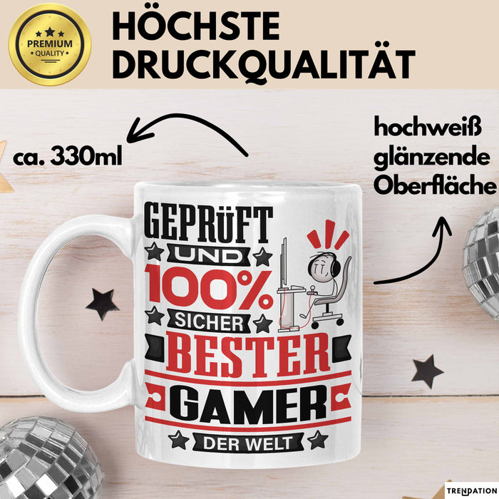 Gamer Geschenk Lustiger Spruch für Gamer Geschenkidee Bester Gamer Der Welt Weiß Trendation