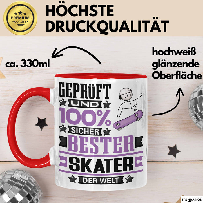 Skater Geschenk Lustiger Spruch für Skater Geschenkidee Bester Skater Der Welt Rot Trendation