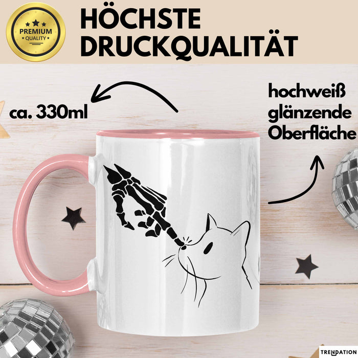 Katzen-Besitzerin Geschenk Tasse Kaffee-Becher Katzen Skelett Tattoo Frauen Kaffee-Becher Rosa Trendation