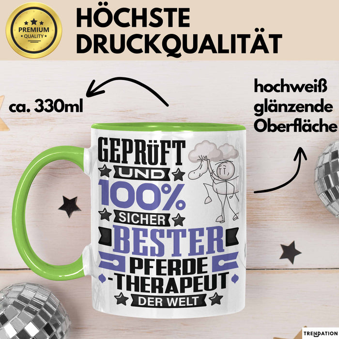 Pferdetherapeut Geschenk Lustiger Spruch für Pferdetherapeut Geschenkidee Bester Pferdetherapeut Der Welt Grün Trendation