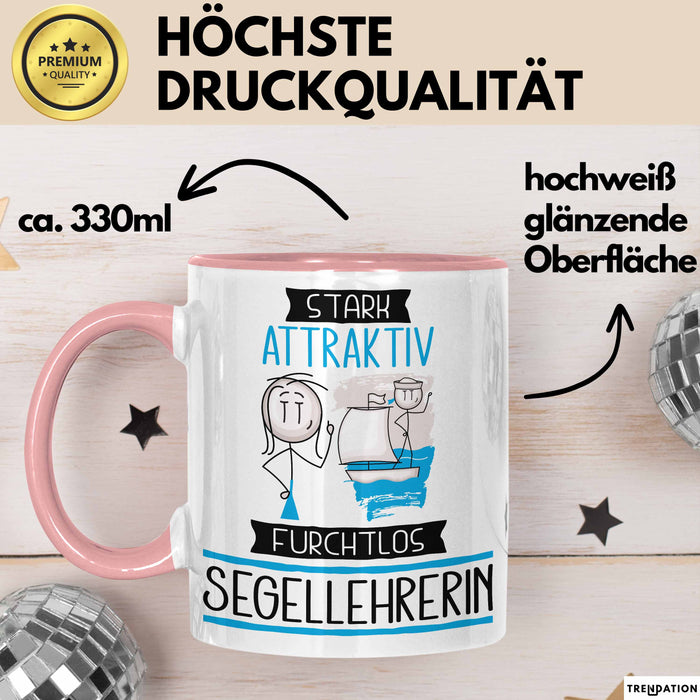 Segellehrerin Tasse Geschenk Becher Stark Attraktiv Furchtlos Segellehrerin Lustige Geschenkidee Rosa Trendation