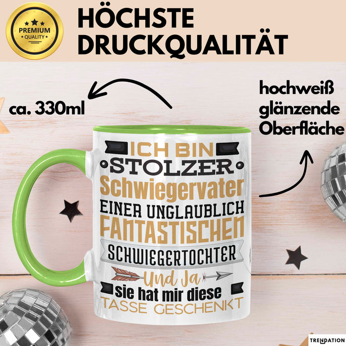 Schwiegervater Geschenk Von Schwiegertochter Geschenkidee Tasse Spruch Becher Grün Trendation