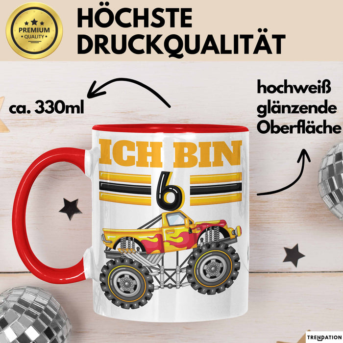 6. Geburtstag Geschenk Tasse Becher Jungs Trucks Geburtstagsgeschenk Ich Bin 6 Rot Trendation