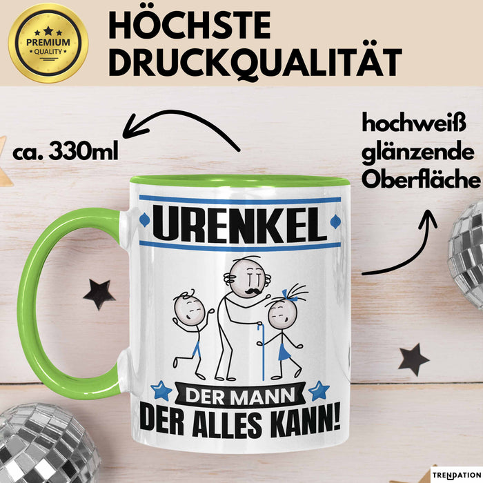 Urenkel Tasse Geschenk für Urenkel Der Mann Der Alles Kann Geschenkidee zum Geburtstag Grün Trendation
