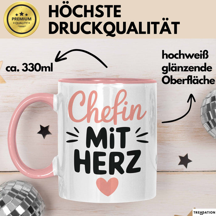 Büroarbeit Kollege Chef Tasse Geschenk Lustige Geschenkidee Spruch Chefin Mit Herz Rosa Trendation