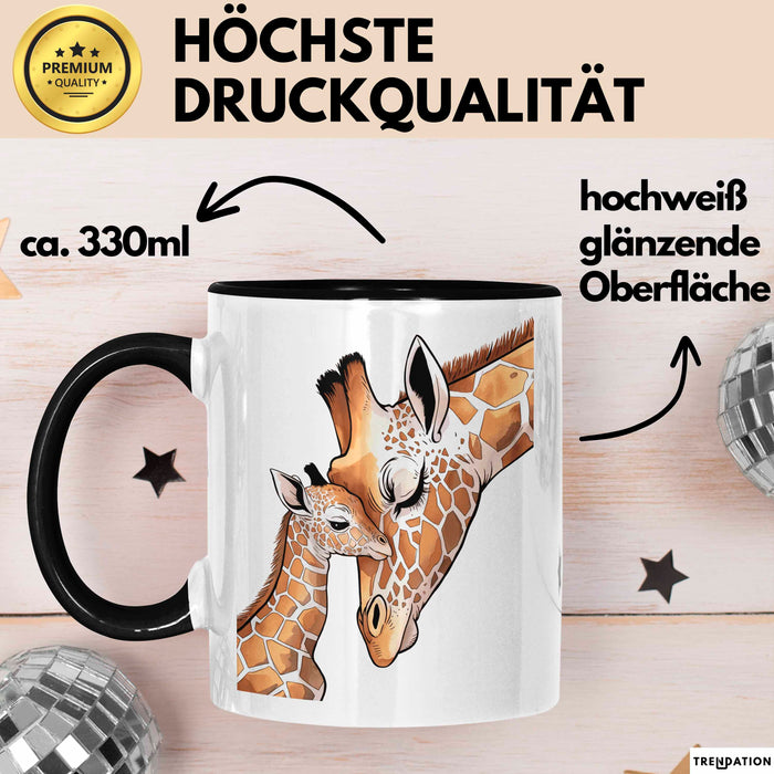 Giraffenmama Tasse Geschenk Lustige Geschenkidee Spruch Schwarz Trendation