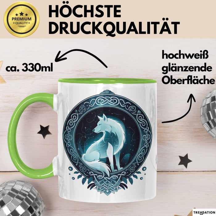 Wolf Tasse Geschenkidee Wikinger Fenriswolf Grün Trendation