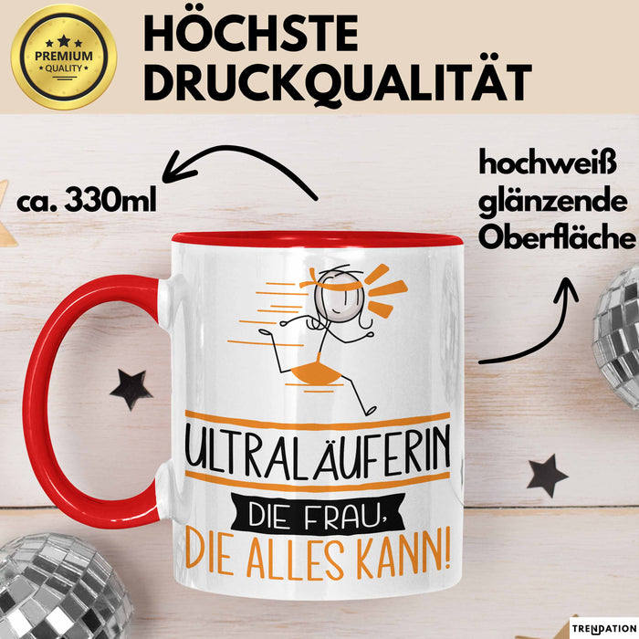 Ultraläuferin Geschenk Tasse Becher Die Frau Die Allen Kann Geschenkidee für eine Ultraläuferin Lustig Rot Trendation