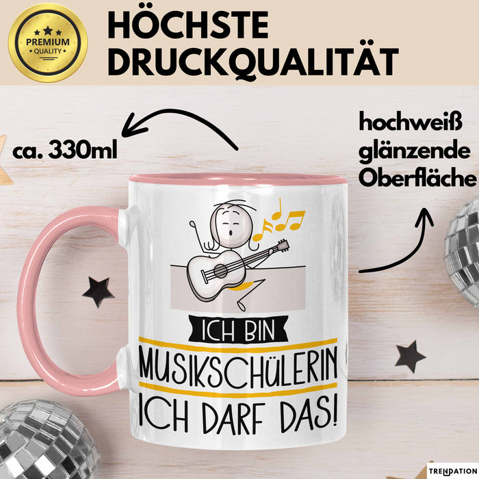 Geschenk für Musikschülerin Tasse Lustige Geschenkidee Geburtstag Ich Bin Musikschülerin Ich Darf Das Rosa Trendation