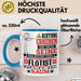 Flötist Geschenk Tasse Lustiger Spruch Erheben Sie Sich Der Flötist Betritt den Raum Blau Trendation