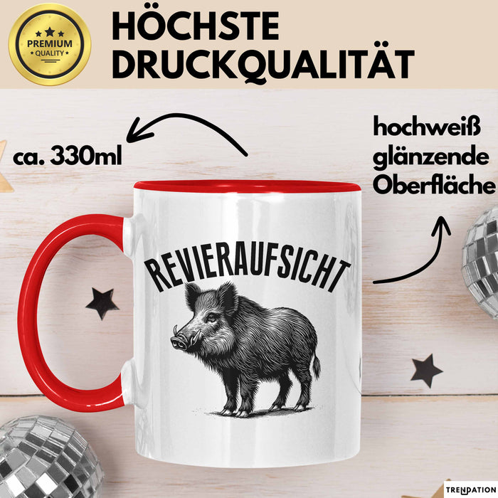 Jäger Tasse Geschenk Revieraufsicht Geschenkidee Wildschwein Geschenke Jägerin Rot Trendation