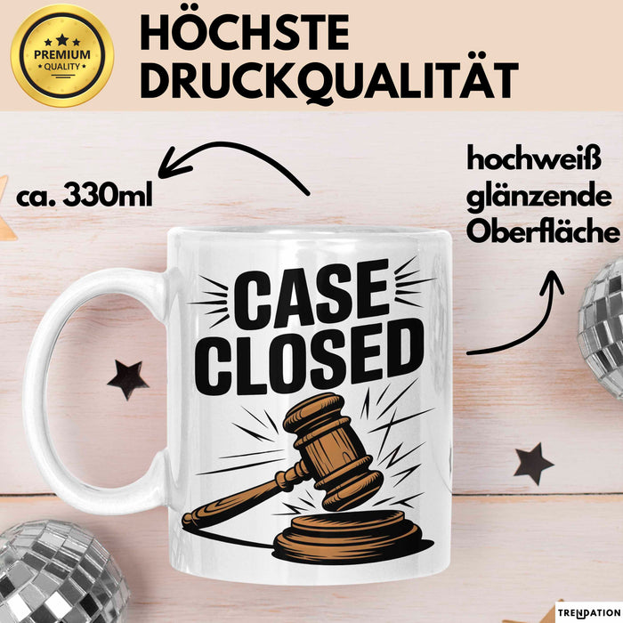 Richter Tasse Geschenkidee Fall abgeschlossen Gericht Held Geschenkidee Lustig Weiß Trendation