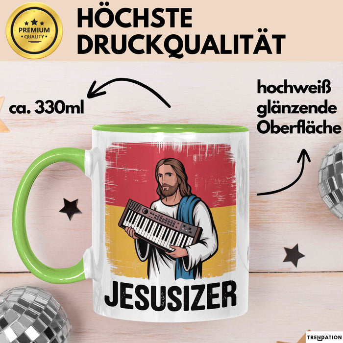 Jesus Keyboardspieler Tasse Geschenk Jesusizer Christlicher Geschenkidee Lustig Grün Trendation