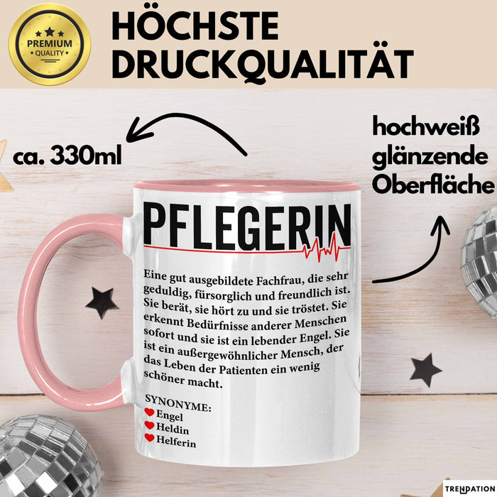 Pflege Krankenschwester Wertschätzung Tasse Geschenk Lustige Geschenkidee Spruch Pflegerin Rosa Trendation