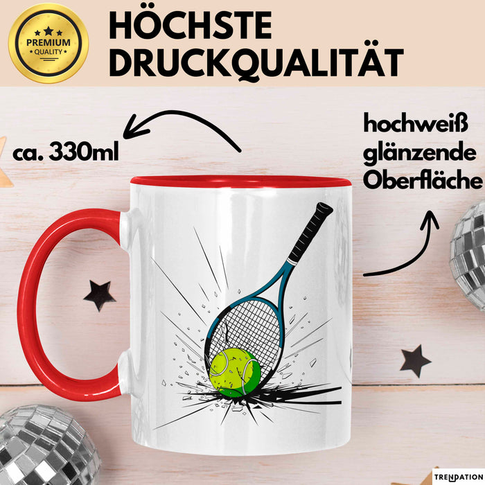 Tennis Spieler Tasse Geschenkidee für Tennisliebhaber Rot Trendation