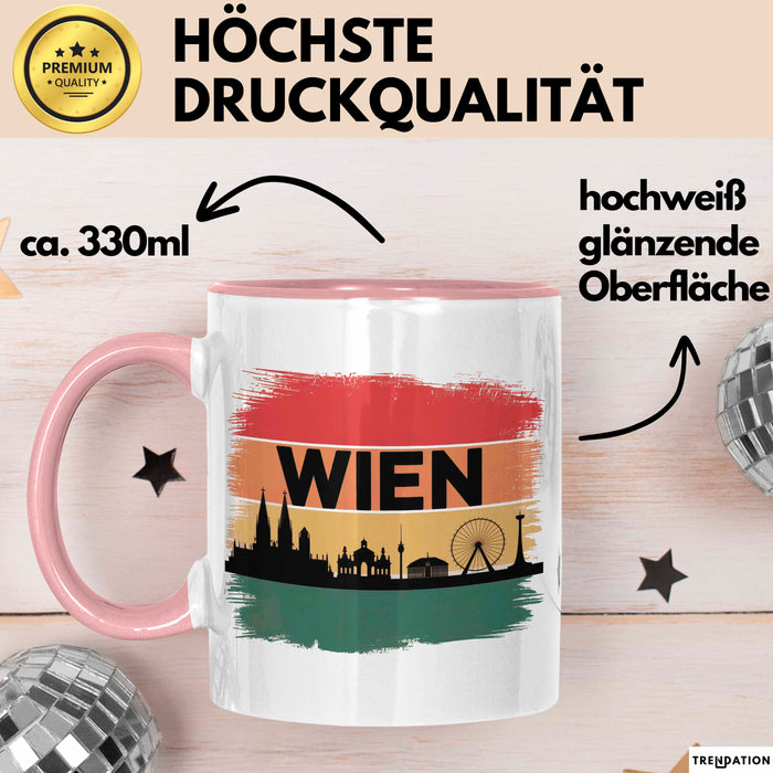 Österreich Wien Wienerisch Tasse Geschenk Lustige Geschenkidee Spruch Rosa Trendation