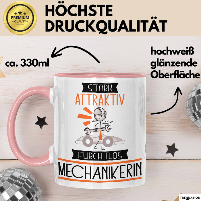 Mechanikerin Tasse Geschenk Becher Stark Attraktiv Furchtlos Mechanikerin Lustige Geschenkidee Rosa Trendation