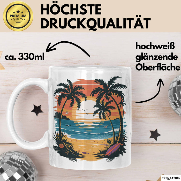 Sommerzeit Tasse Geschenkidee für Sonnenliebhaber Weiß Trendation