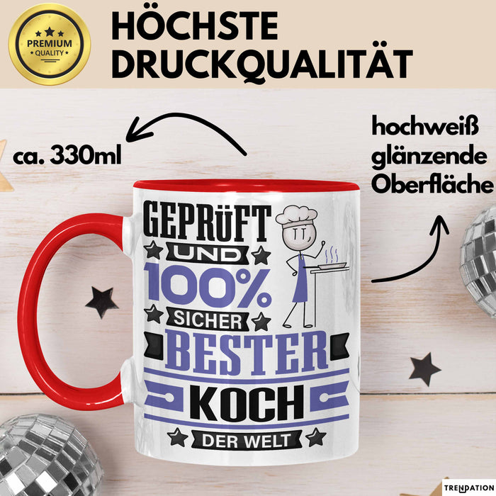 Koch Geschenk Lustiger Spruch für Koch Geschenkidee Bester Koch Der Welt Rot Trendation