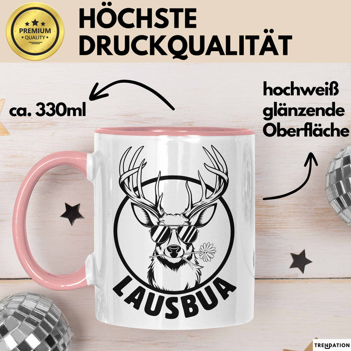 Lausbua Tasse Geschenk Oktober München Geschenkidee Hirsch Becher Rosa Trendation