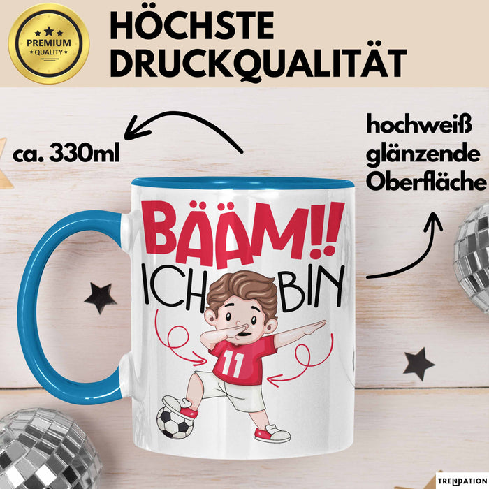 Bääm Ich Bin 11 Tasse Jungs Fußball Geschenk 11. Geburtstag Blau Trendation