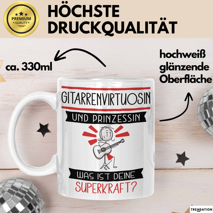 Gitarrenvirtuosin Und Prinzessin Tasse Geschenk Für Eine Gitarrenvirtuosin Geburtstag Was Ist Deine Superkraft Weiß Trendation