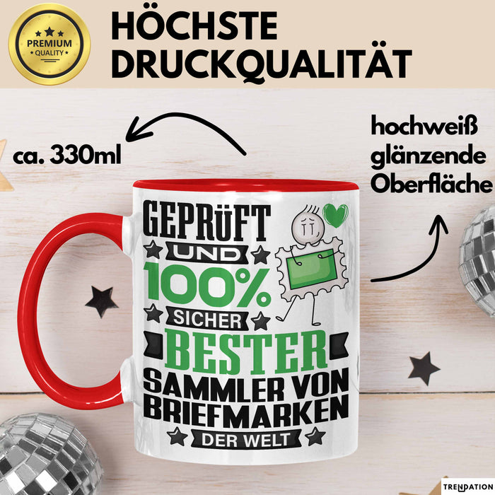 SammlervonBriefmarken Geschenk Lustiger Spruch für SammlervonBriefmarken Geschenkidee Bester SammlervonBriefmarken Der Welt Rot Trendation