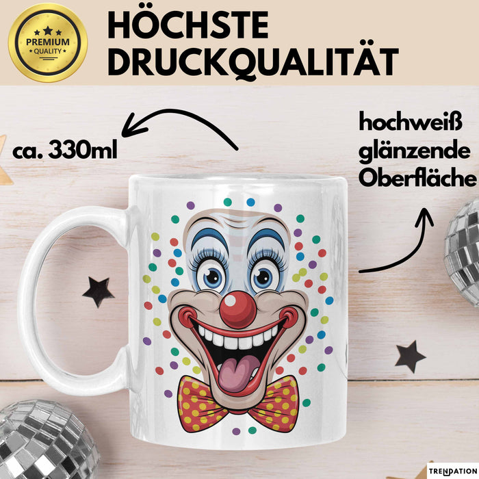 Zirkus Tasse Geschenk Lachender Clown Geschenkidee Künstler Weiß Trendation