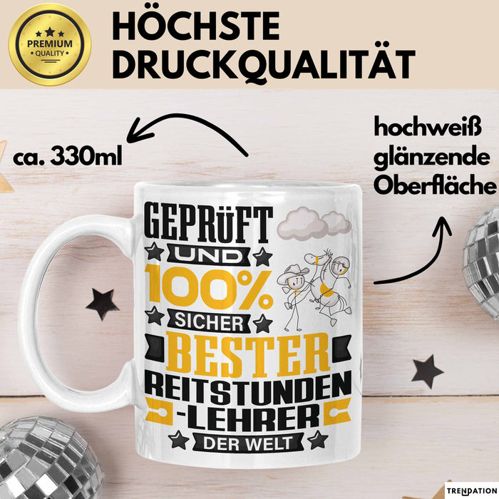 Reitstundenlehrer Geschenk Lustiger Spruch für Reitstundenlehrer Geschenkidee Bester Reitstundenlehrer Der Welt Weiß Trendation