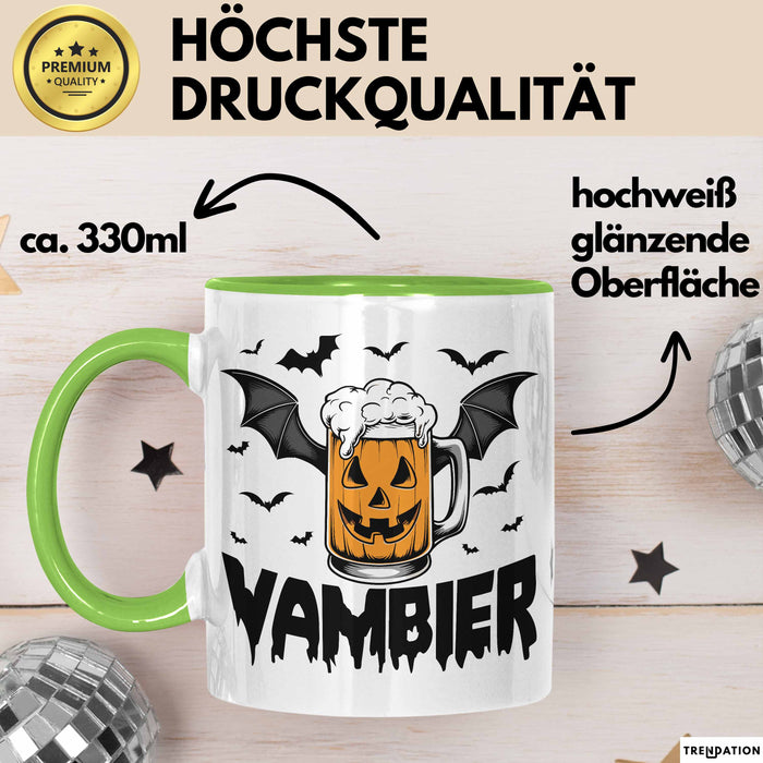 Halloween Tasse Geschenk Vambier Humor Tassen Kaffee-Becher Grün Trendation