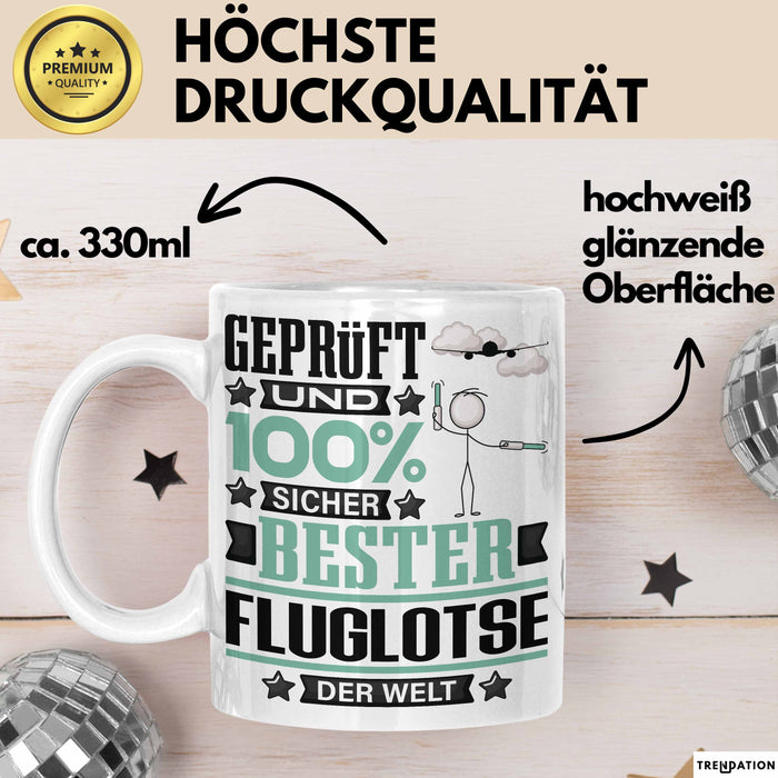 Fluglotse Geschenk Lustiger Spruch für Fluglotse Geschenkidee Bester Fluglotse Der Welt Weiß Trendation