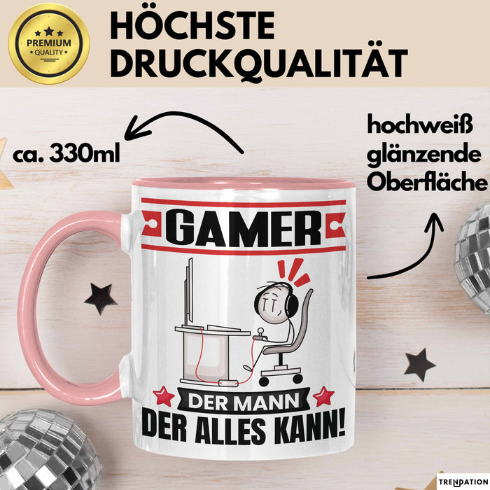Gamer Tasse Geschenk für Gamer Der Mann Der Alles Kann Geschenkidee zum Geburtstag Rosa Trendation