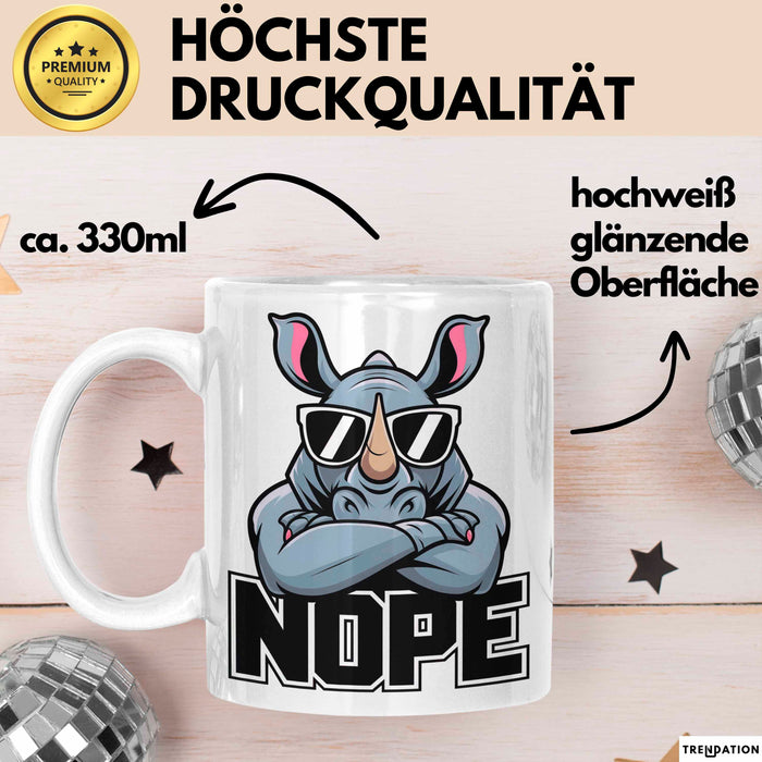 Nashorn Tasse Geschenk Lustige Geschenkidee Spruch Nö Weiß Trendation
