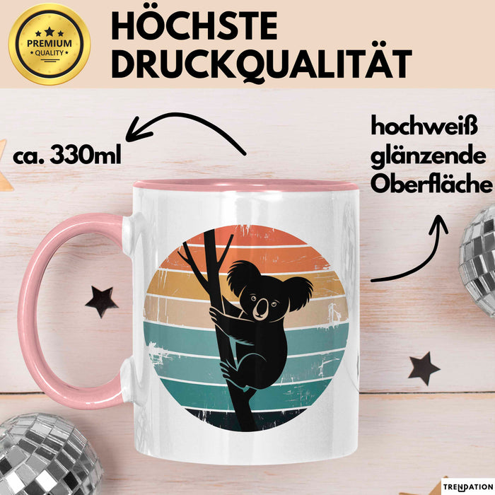 Retro Koala Tierliebhaber Tasse Geschenk Lustige Geschenkidee Spruch Rosa Trendation