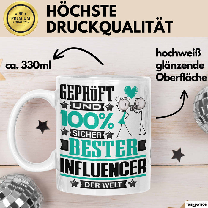 Influencer Geschenk Lustiger Spruch für Influencer Geschenkidee Bester Influencer Der Welt Weiß Trendation