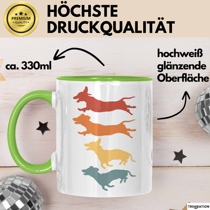 Hunde Tasse Geschenk Hunde Silhouetten Tierliebhaber Spruch Grün Trendation