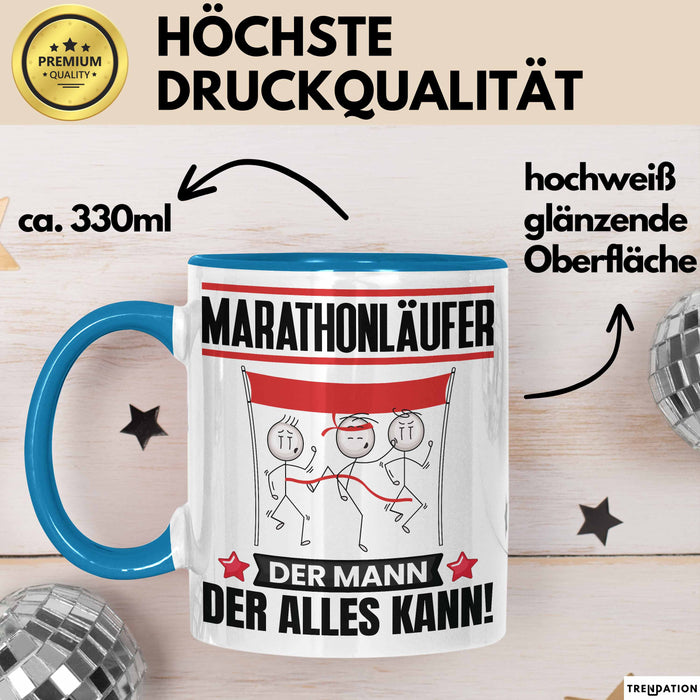 Marathonläufer Tasse Geschenk für Marathonläufer Der Mann Der Alles Kann Geschenkidee zum Geburtstag Blau Trendation