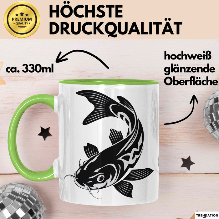 Karpfen Angelliebhaber Fischer Tasse Geschenk Lustige Geschenkidee Spruch Grün Trendation