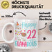 22er Geburtstag Tasse Geschenk Happy 22 And Glamarous Llama Alpaka Liebhaber Geschenkidee zum Geburtstag Weiß Trendation