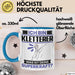 Kletterer Tasse Geschenk für Kletterer Geburtstag Lustiger Spruch Kaffee-Becher Was Ist Deine Superkraft Blau Trendation