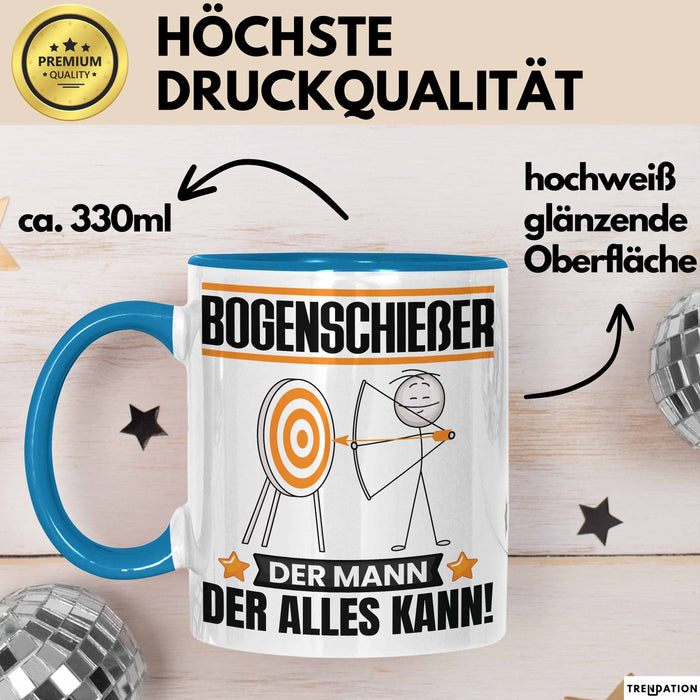 Bogenschießer Tasse Geschenk für Bogenschießer Der Mann Der Alles Kann Geschenkidee zum Geburtstag Blau Trendation