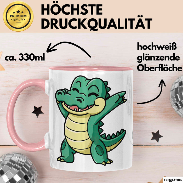 Dabendes Krokodil Tier Tasse Geschenk Lustige Geschenkidee Spruch Rosa Trendation