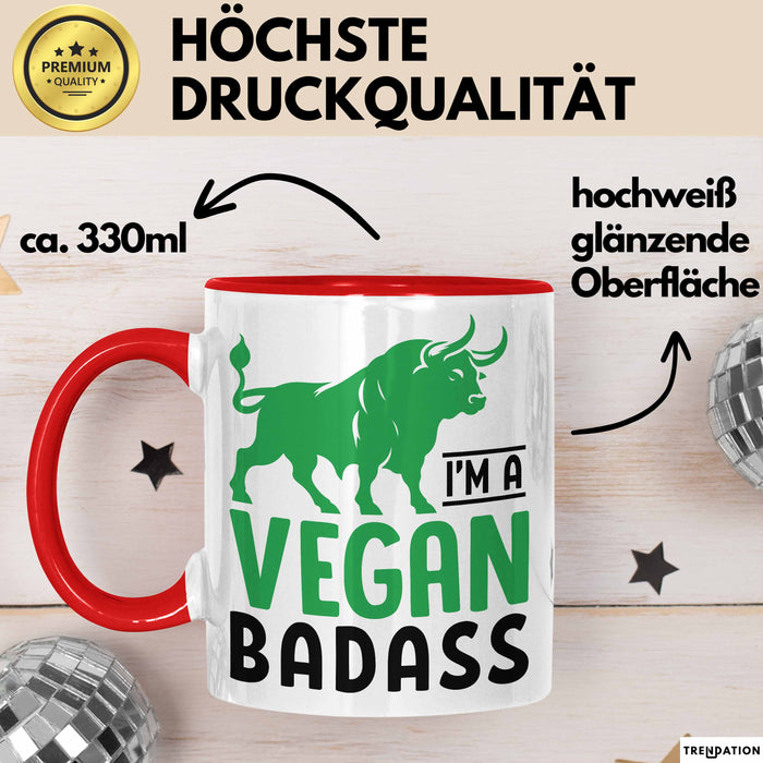 Veganer Tasse Geschenk Gym Vegan Gesund Stier Geschenkidee Rot Trendation