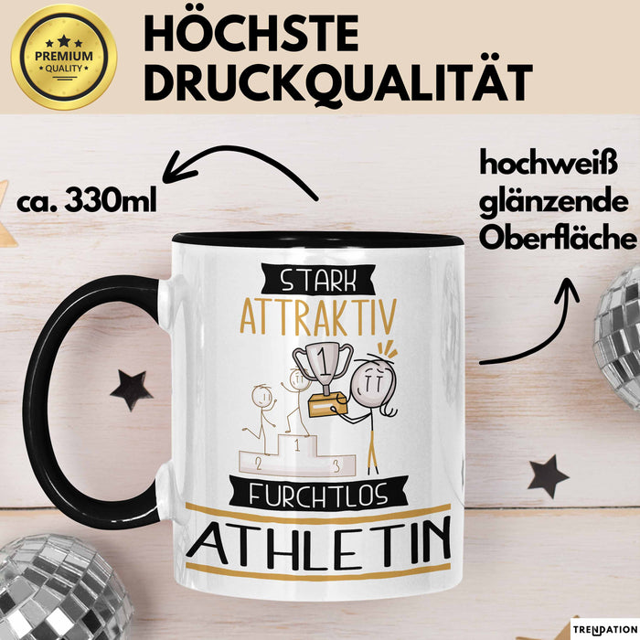 Athletin Tasse Geschenk Becher Stark Attraktiv Furchtlos Athletin Lustige Geschenkidee Trendation