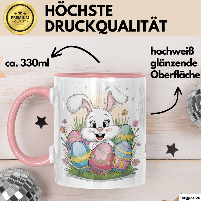 Ostern Tasse Geschenkidee für Feiertagsliebhaber Spruch Rosa Trendation