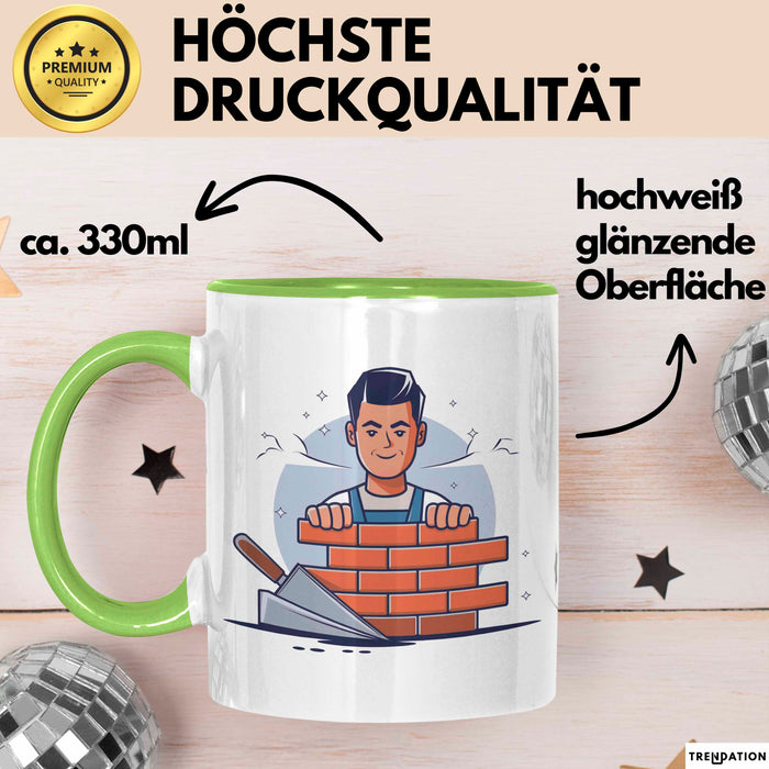Maurer Tasse Geschenk Lustige Geschenkidee Spruch Für Ziegelbauer Grün Trendation