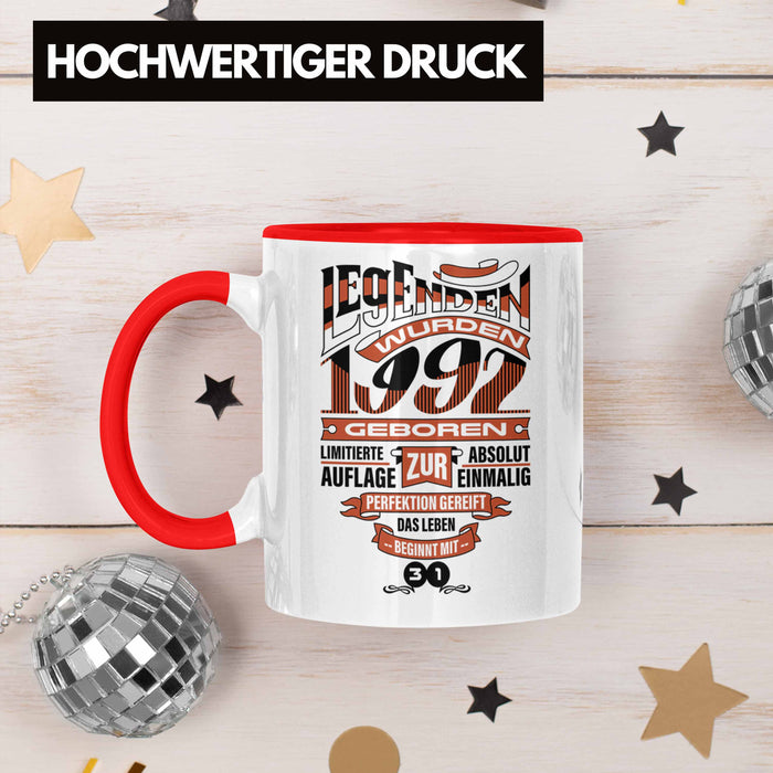 TRENDATION 30. Geburtstag Tasse Frau Mann Geschenk 30er Geschenkidee 30 Mutter Vater Rot Trendation