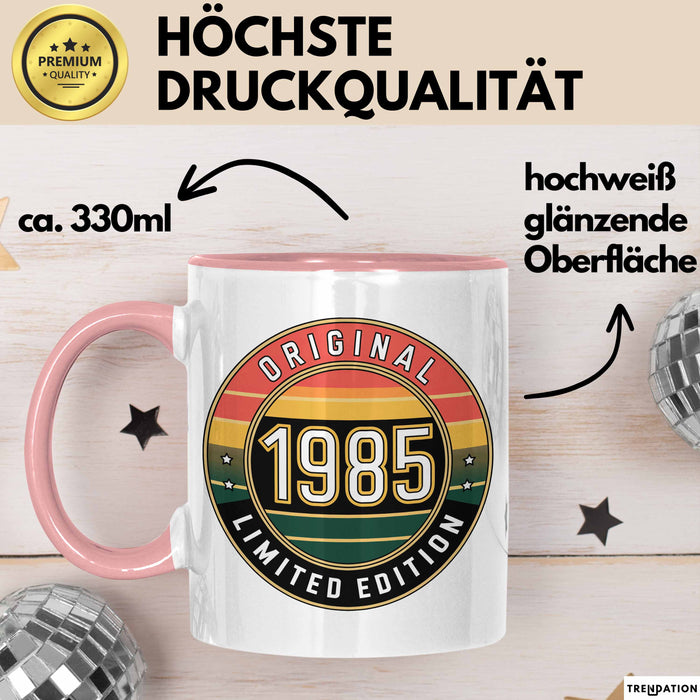 40 Geburtstag Party Tasse Geschenk Lustige Geschenkidee Spruch Original 1985 Limitierte Edition Rosa Trendation