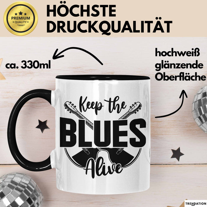 Jazz Tasse Geschenk Keep The Blues Alive Musik Becher Trendation